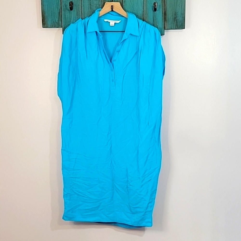 Diane Von Furstenberg Dvf Blue Oversized "Karin" Shirt Dress
